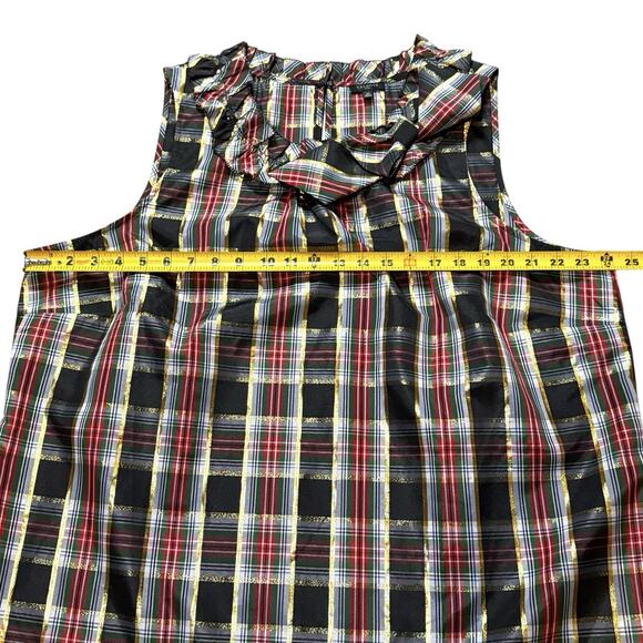 Talbots Plus Bow And Ruffle Neck Heritage Shell Blouse Celebrate Plaid Size 2X - Picture 6 of 14